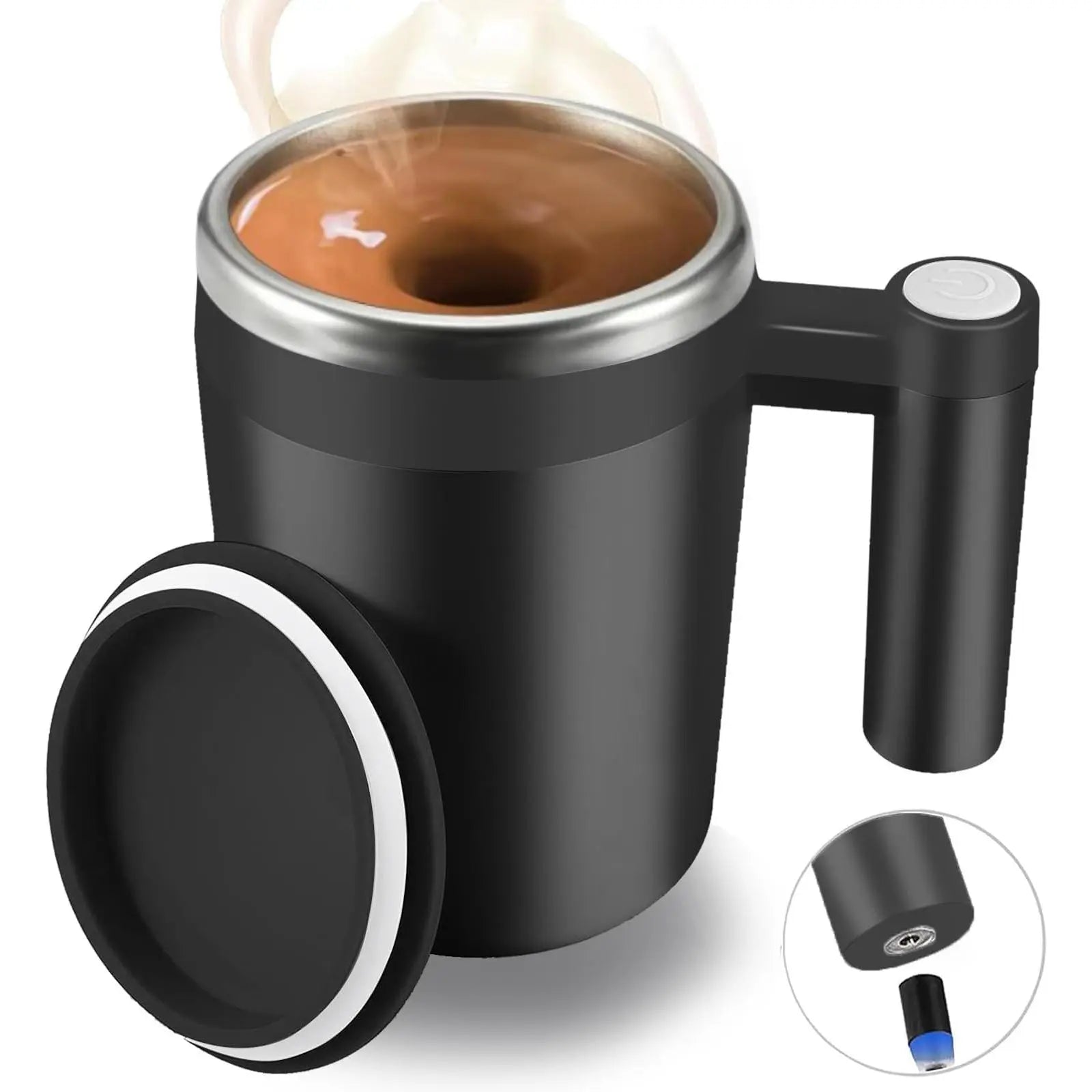 Self Stirring Mug,Rechargeable Auto Coffee Mug with 2 Count Stir Bar, Automatic Mixing Cup for Milk/Cocoa at Office/Kitchen/Travel 14Oz -