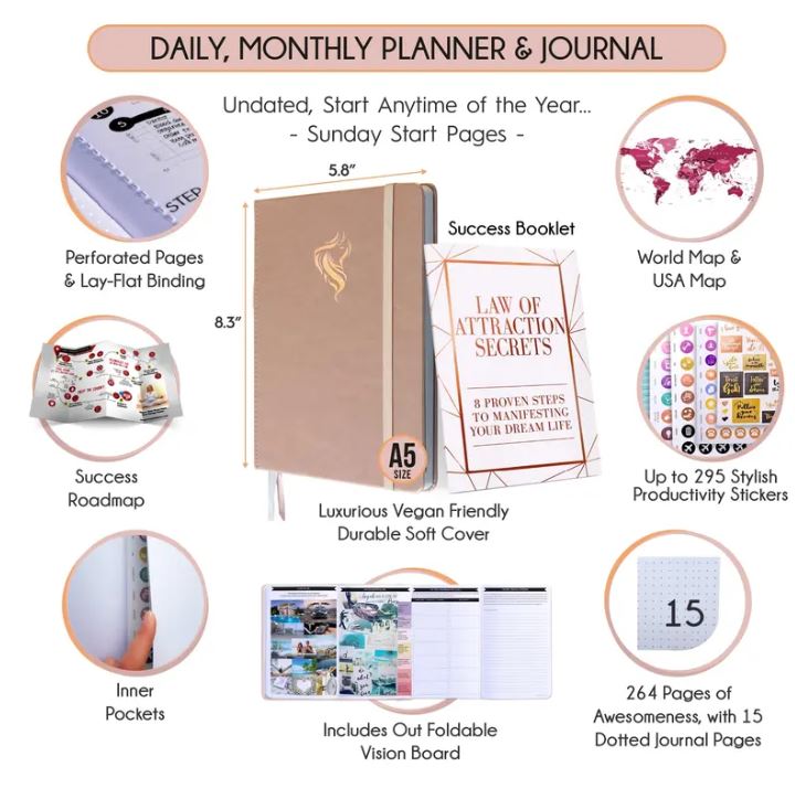 The Focus Reset™ | Self-Care & ADHD Planner for Adults | 90-Day Guided Productivity, Gratitude & Wellness Journal with Vision Board & Planner Stickers