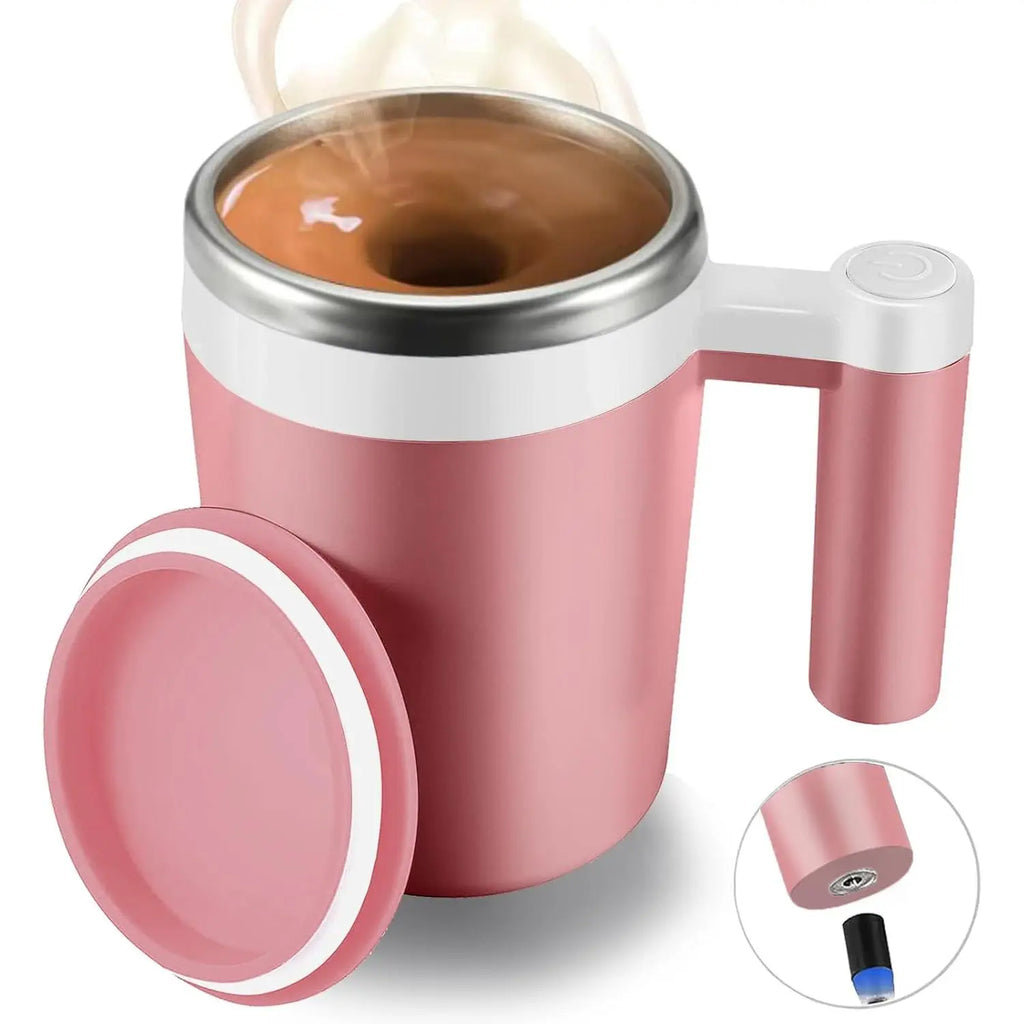 Self Stirring Mug,Rechargeable Auto Coffee Mug with 2 Count Stir Bar, Automatic Mixing Cup for Milk/Cocoa at Office/Kitchen/Travel 14Oz -