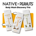 NATIVE X Peanuts Limited Edition Body Wash Discovery Trio – 3-Pack, 18 Oz, Rich Lather, Gentle Cleanse, 24HR Freshness