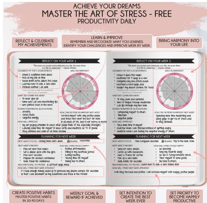 The Focus Reset™ | Self-Care & ADHD Planner for Adults | 90-Day Guided Productivity, Gratitude & Wellness Journal with Vision Board & Planner Stickers