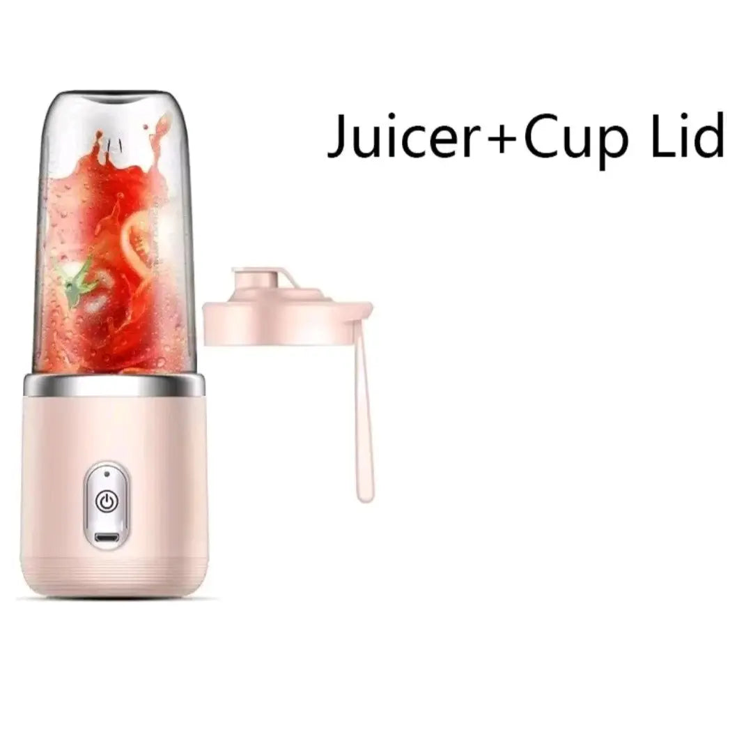 Portable Blender with 6 Blades, 400Ml Traveling Fruit Veggie Juicer Cup for Kitchen, Home and Travel - Pink
