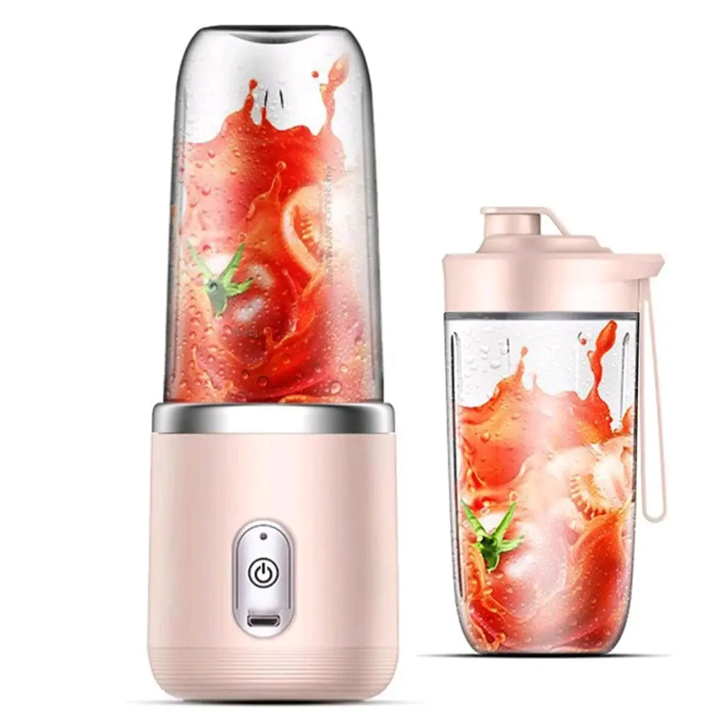Portable Blender with 6 Blades, 400Ml Traveling Fruit Veggie Juicer Cup for Kitchen, Home and Travel - Pink