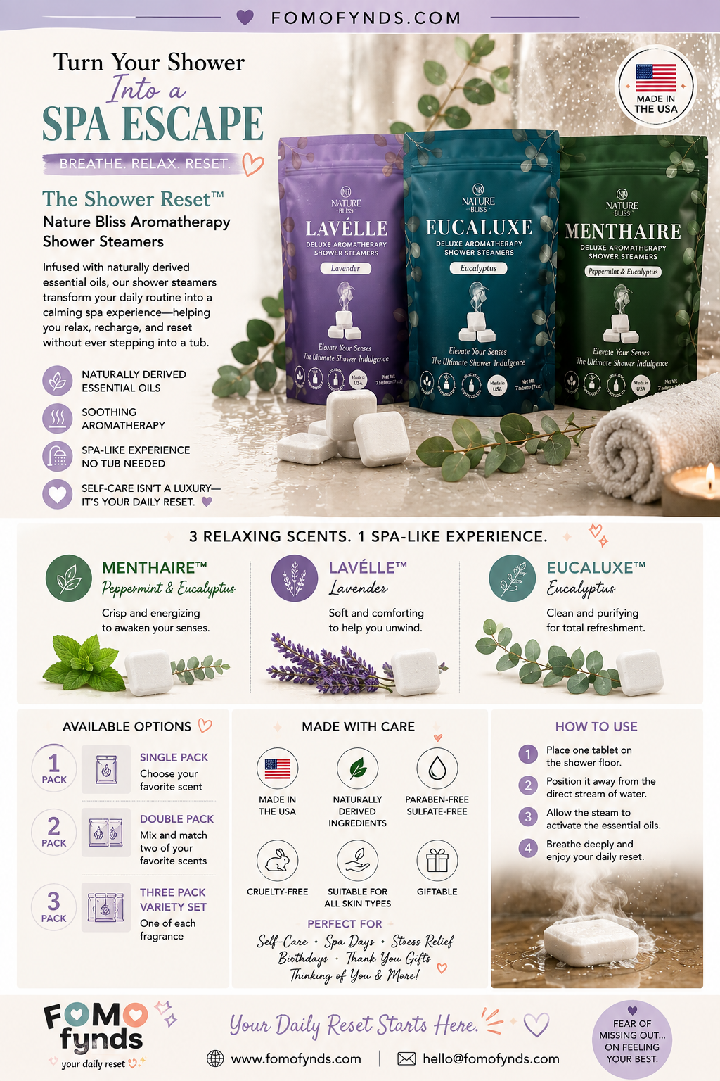 The Shower Reset™ | Shower Steamers: Nature Bliss Aromatherapy