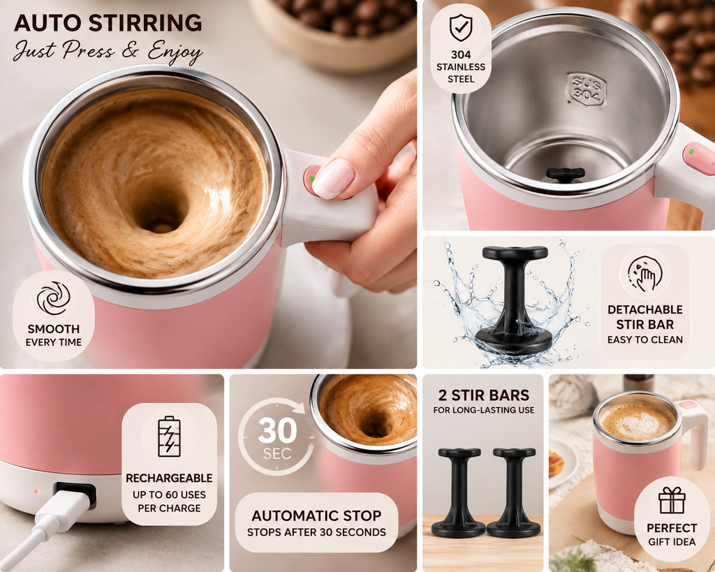 The Reset Mug™ | Rechargeable Self-Stirring Coffee Mug | 14 oz Automatic Mixing Cup for Coffee, Matcha, Protein Shakes & Hot Chocolate