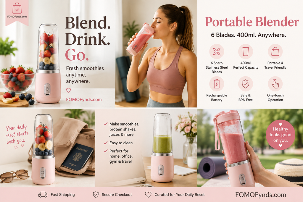 The Blend & Go™ | Portable Personal Blender | 6-Blade 400ml Rechargeable Smoothie & Protein Shake Blender for Travel, Home, Gym & Office