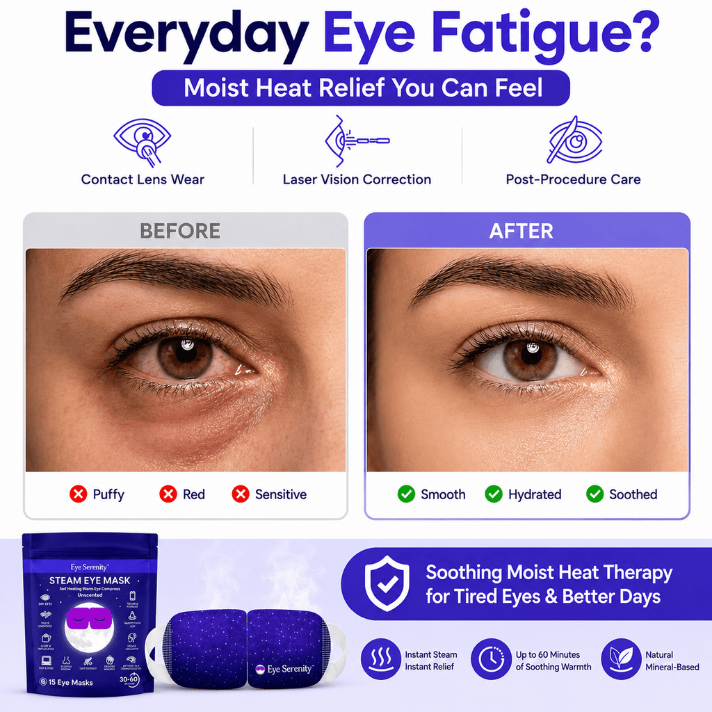 The Evening Reset™ | Heated Steam Eye Mask | Self-Heating Warm Eye Compress for Dry Eyes, Puffiness & Relaxation