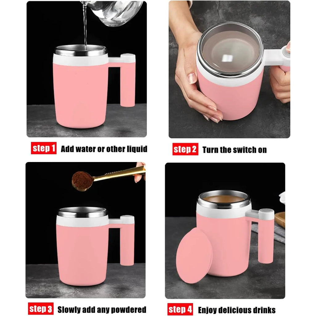 Self Stirring Mug,Rechargeable Auto Coffee Mug with 2 Count Stir Bar, Automatic Mixing Cup for Milk/Cocoa at Office/Kitchen/Travel 14Oz -