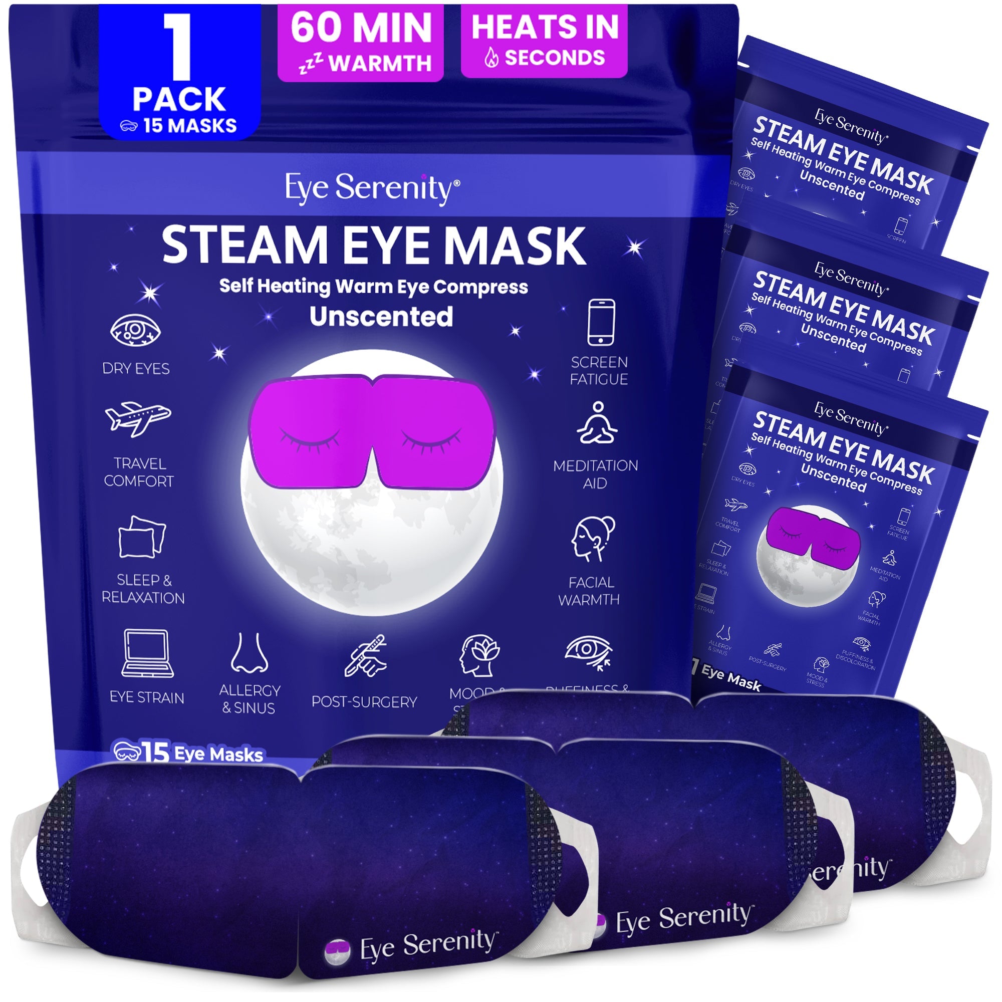The Evening Reset™ | Heated Steam Eye Mask | Self-Heating Warm Eye Compress for Dry Eyes, Puffiness & Relaxation